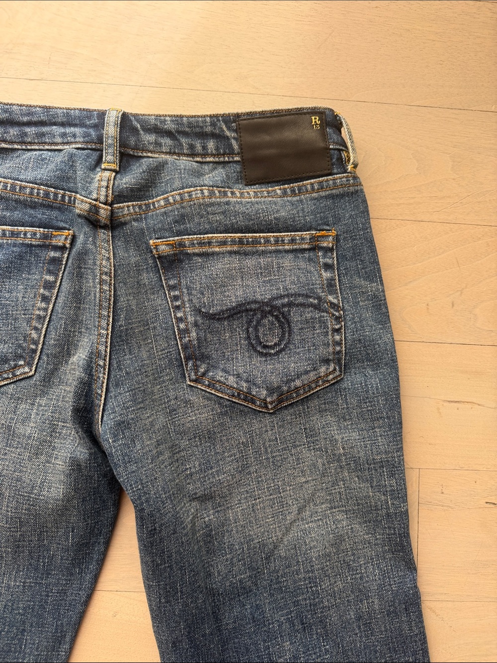 Women’s Overflow Boy Flared Blue Denim Jeans - Picture 5 of 5